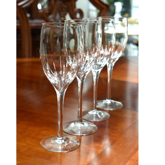 Set of 4 Lenox Starfire Cut Crystal Wine Goblets 8 3/8" American Lead Crystal - Picture 3 of 6